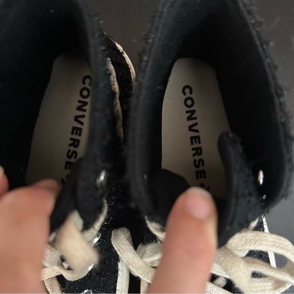 Converse Women's Chuck Taylor All Star Lift Hi Tweed Fabric BLACK WHITE Size 7 - Picture 7 of 11